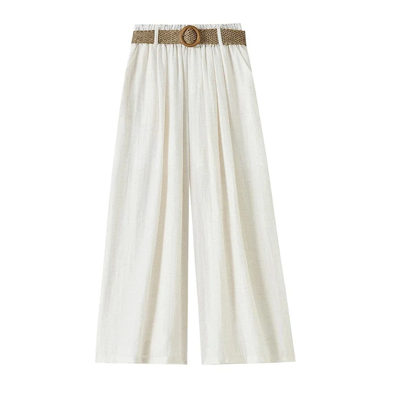 Ice Silk Linen Wide-Leg Pants