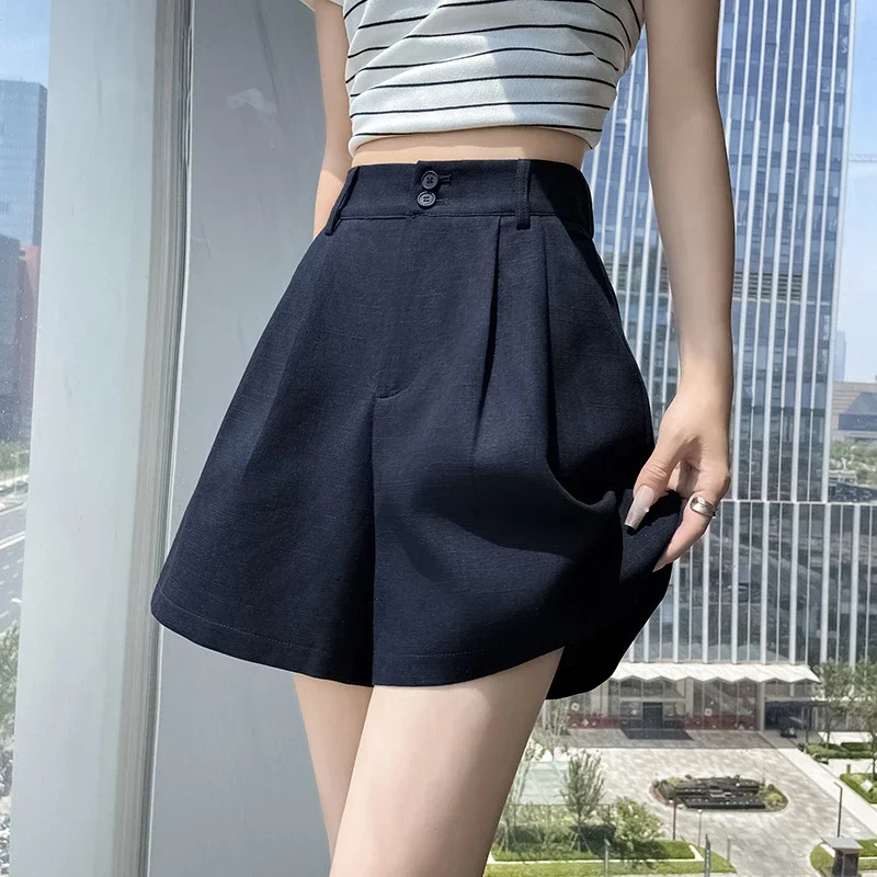 2025 Summer Women's Ice Silk Linen Shorts
