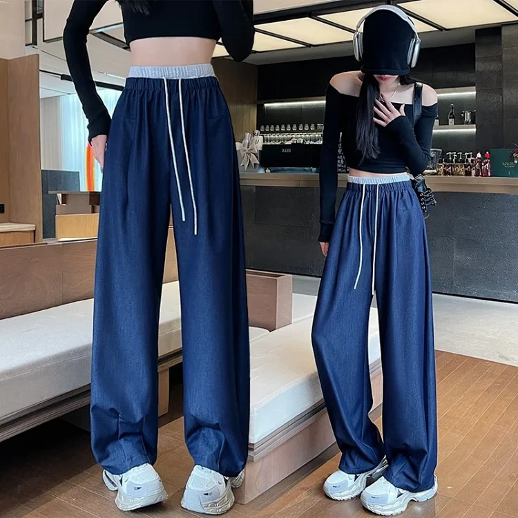 Women's Wide-Leg Jeans with Elastic Waist