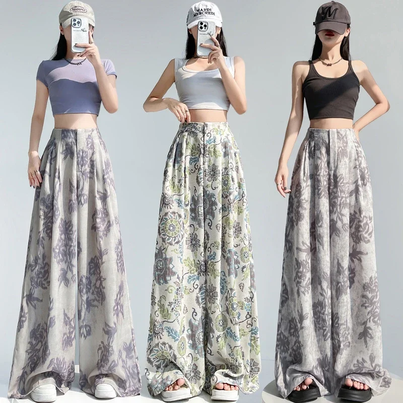 Women's 2025 Summer Printed Wide-Leg Pants