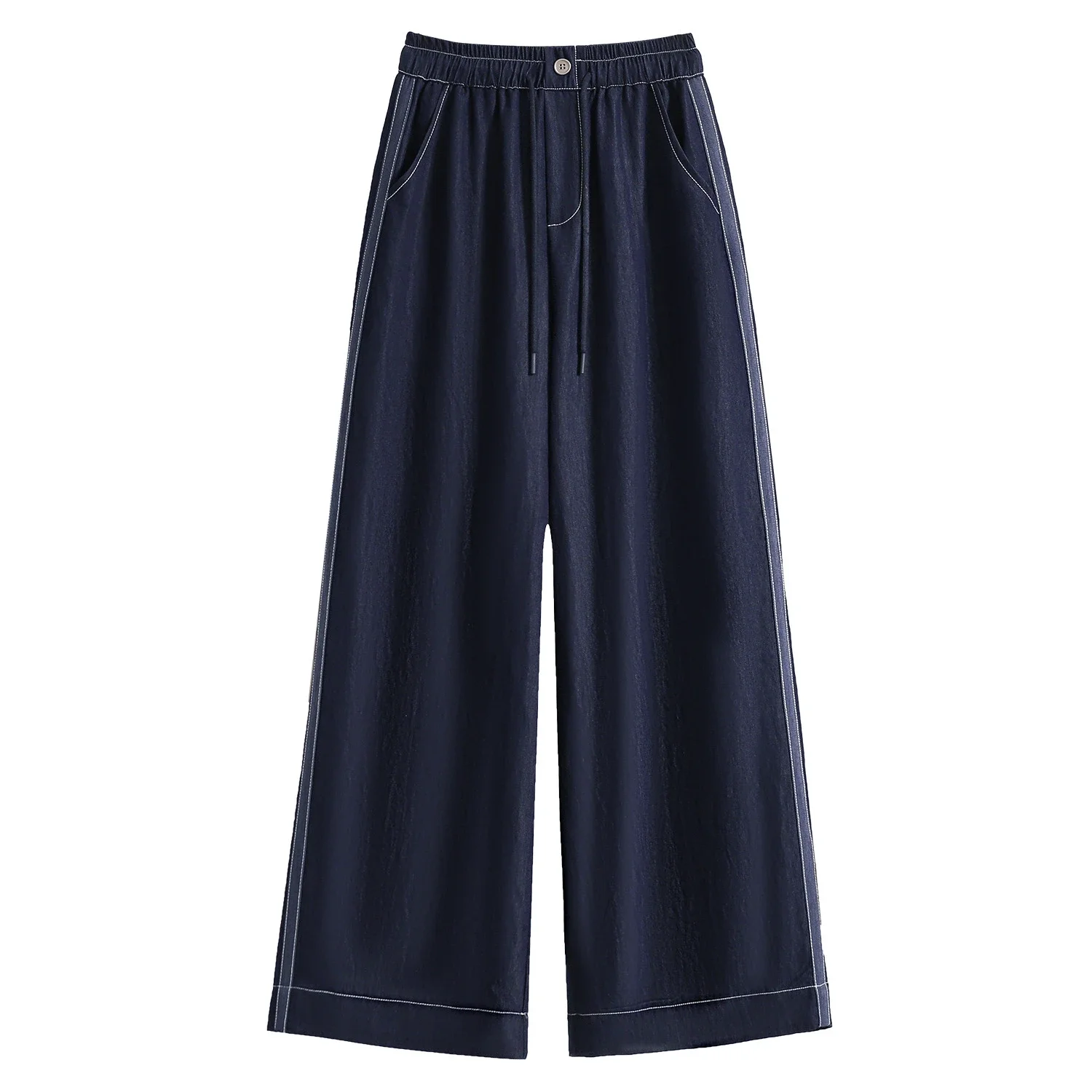 High-waisted Denim Wide Leg Pants