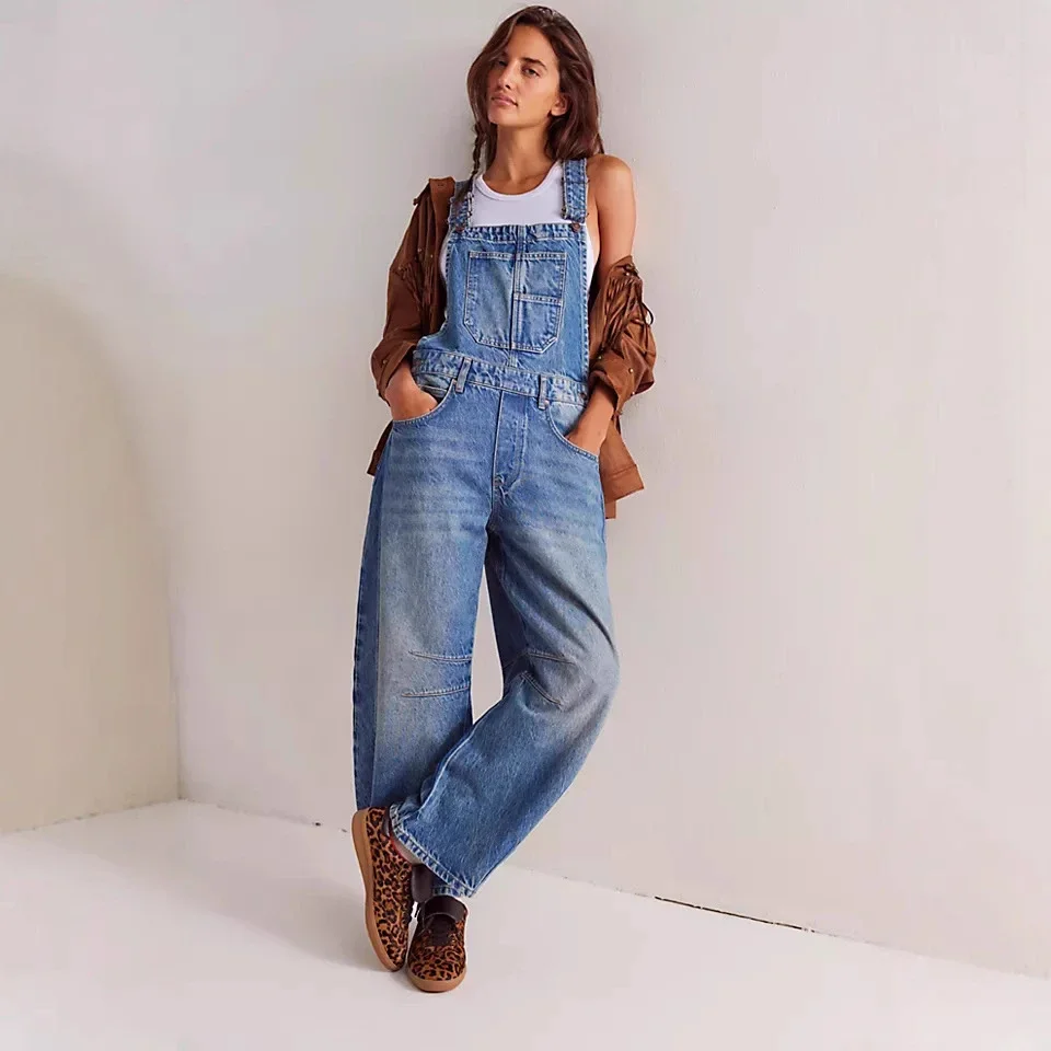 Retro Street Denim Overalls