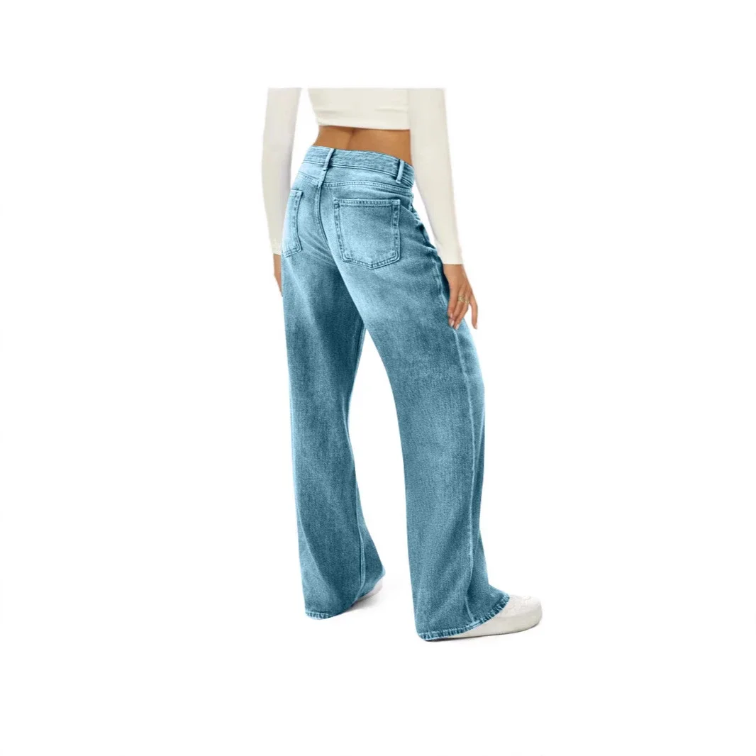 Women's Retro Wide-Leg Denim Pants