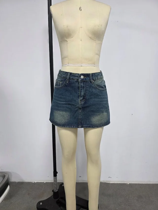Manufacturer Direct: TEMU/SpeedSell/Amazon Slim Fit Casual Stretch Denim Mini Skirt for Women Detail