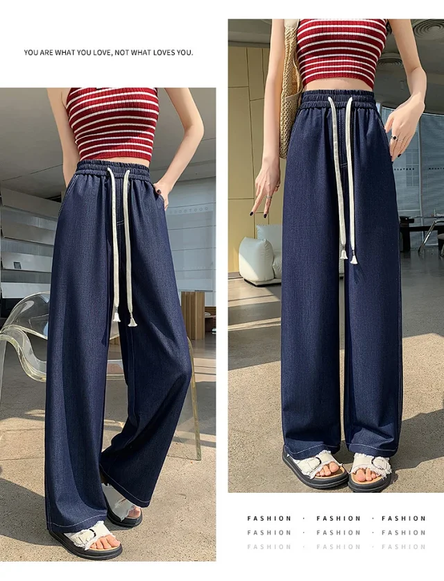 Women's High-Waist Ice Silk & Tencel Jeans 2025 Summer Detail