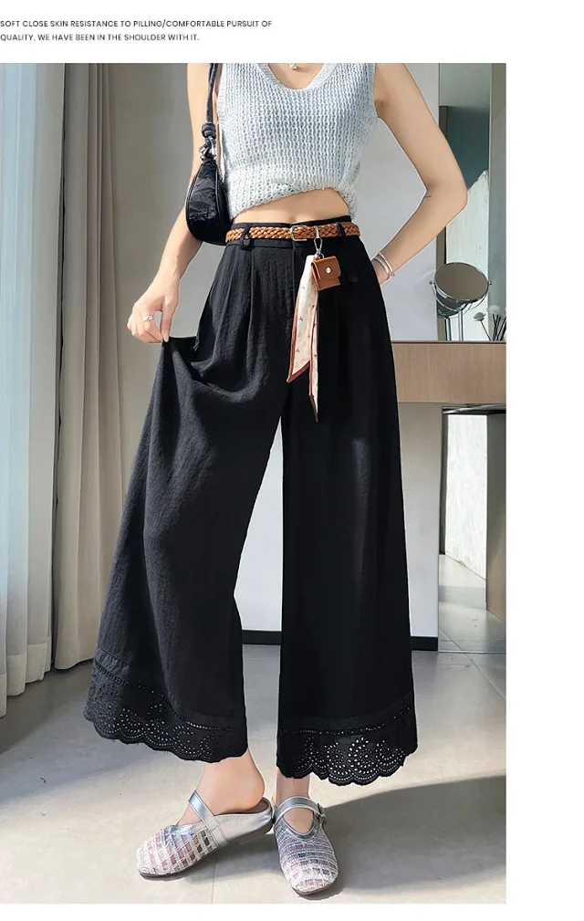 2025 Summer Linen Cropped Trousers Detail