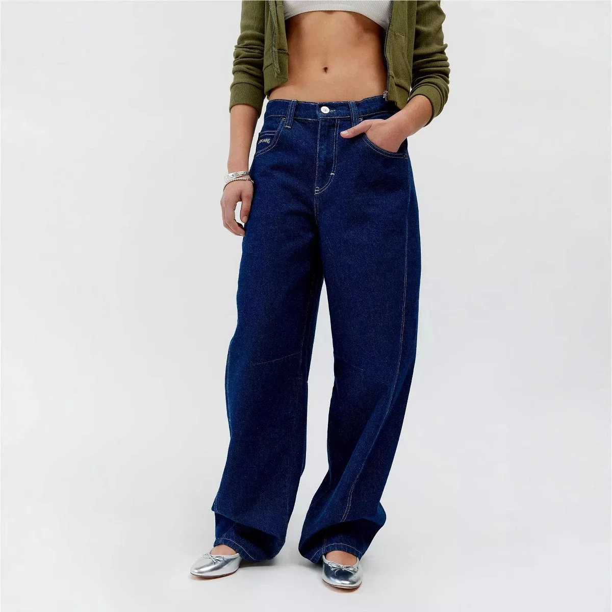 Factory Direct Vintage Dark Blue Wide Leg Jeans