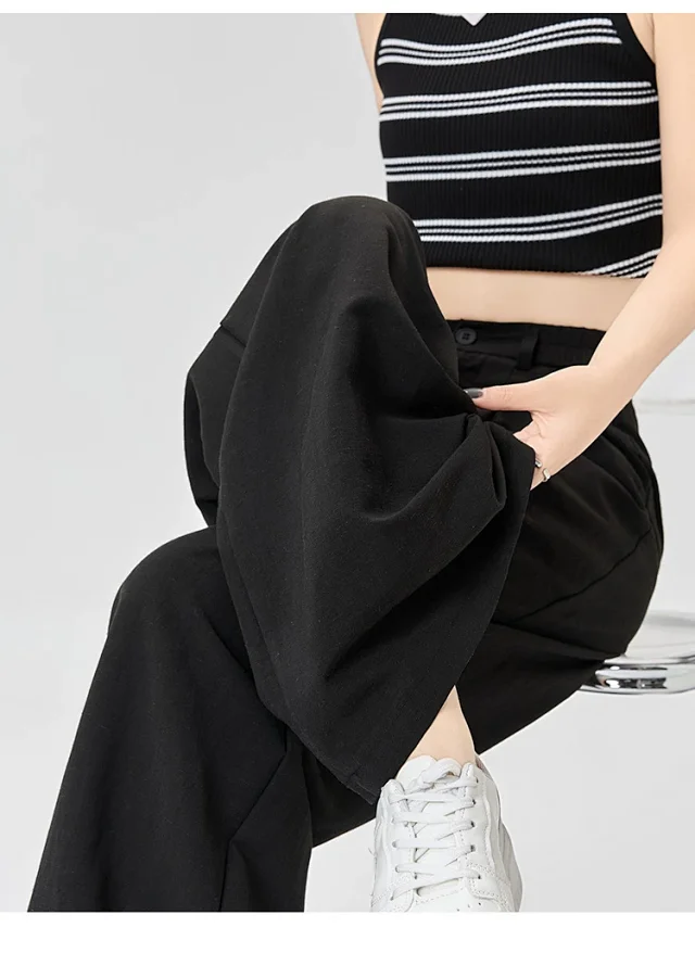 Women's White Linen Wide-Leg Pants Detail