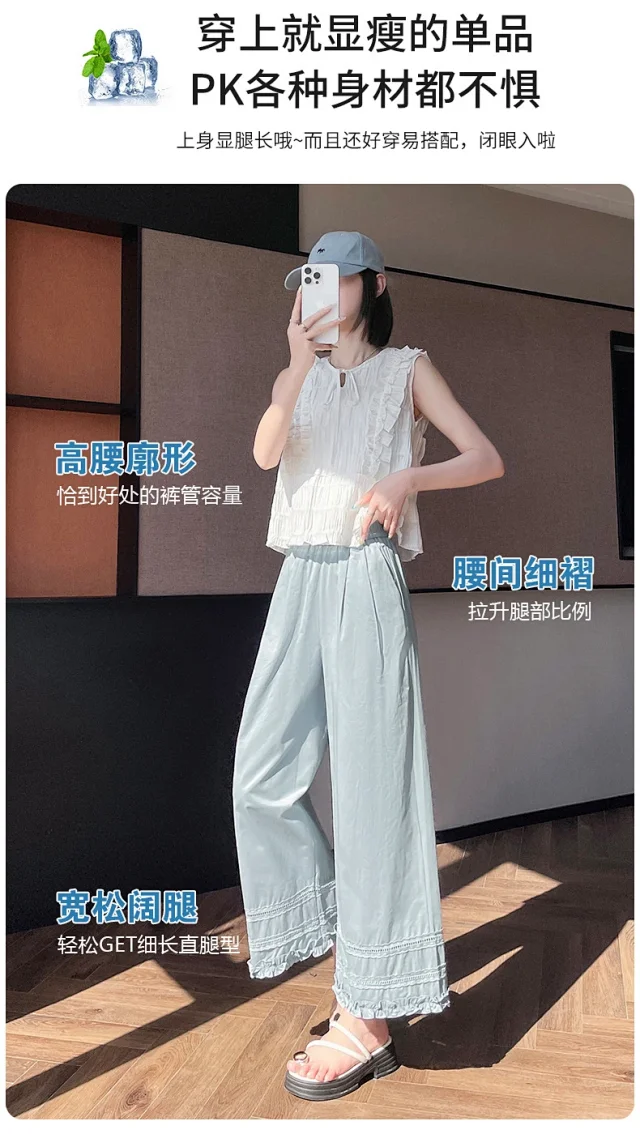 2025 Summer Lace Wide - Leg Capris for Women Detail