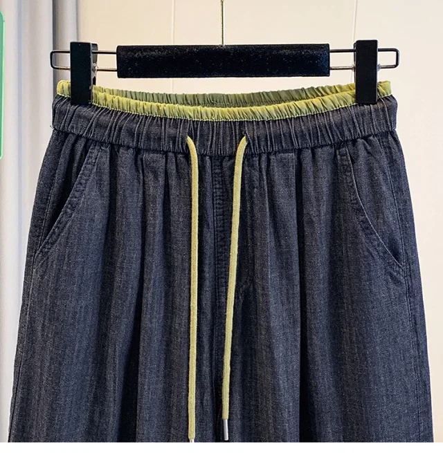 Loose Linen Granny Pants for Summer Detail