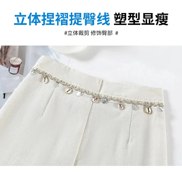 Summer Women's Tencel Linen Wide-Leg Pants Detail