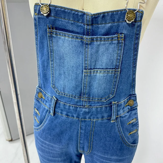 Retro Street Denim Overalls Detail