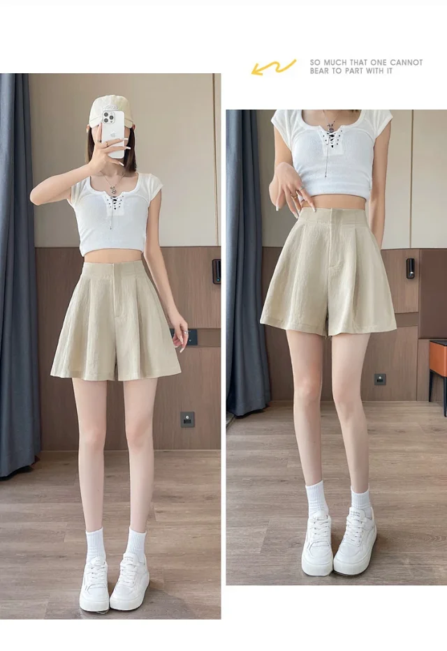 2025 Summer Women's Ice Silk Wide - leg A - line Pants Detail