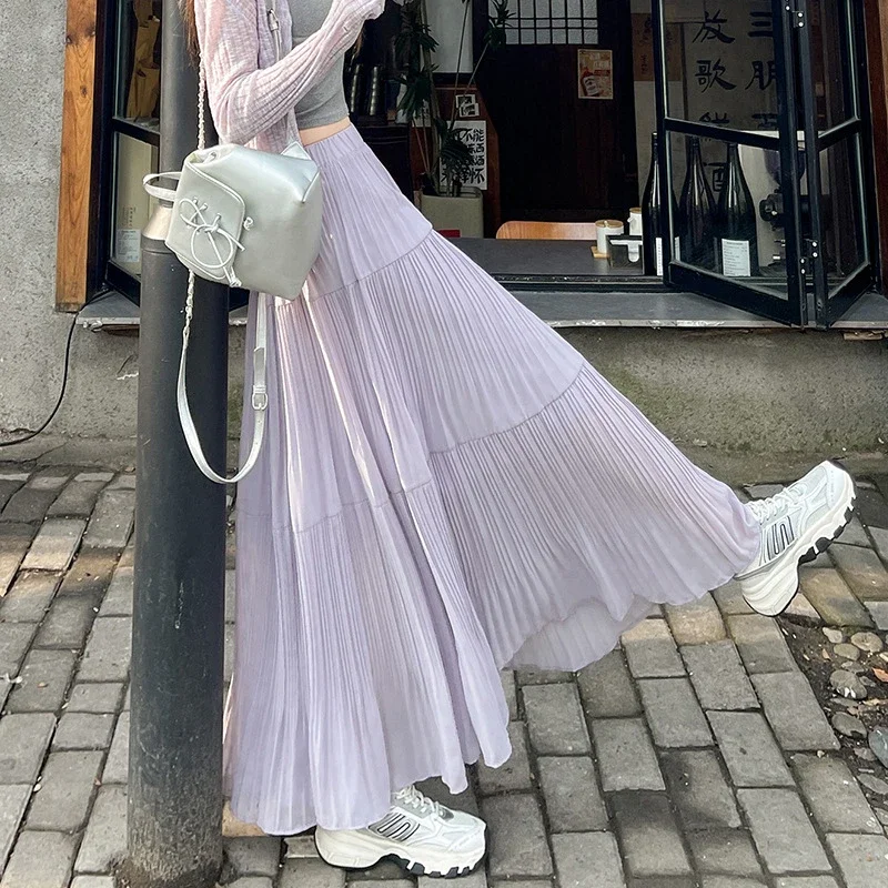 Purple Pleated Midi Skirt 2025 Spring/Summer