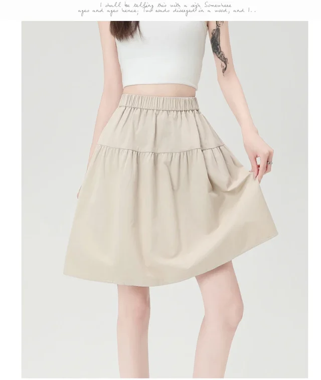 Navy High-Waist A-Line Skirt Detail