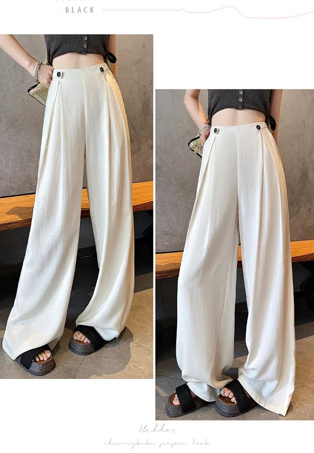 Summer Thin Tencel White Pants Detail
