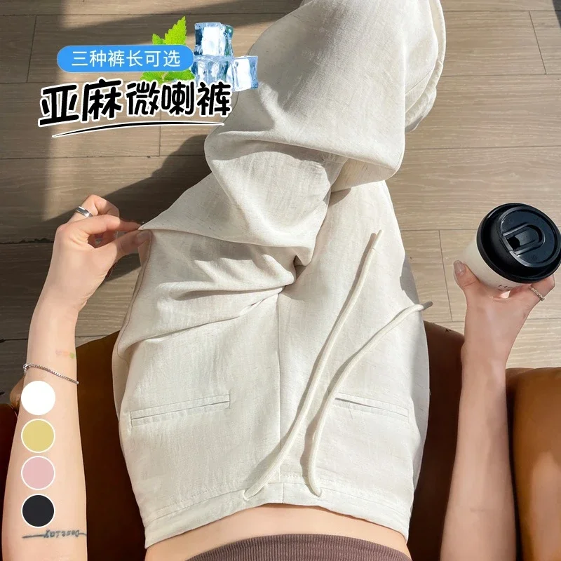 Lyocell Linen Straight Leg Pants for Women 2025 Summer