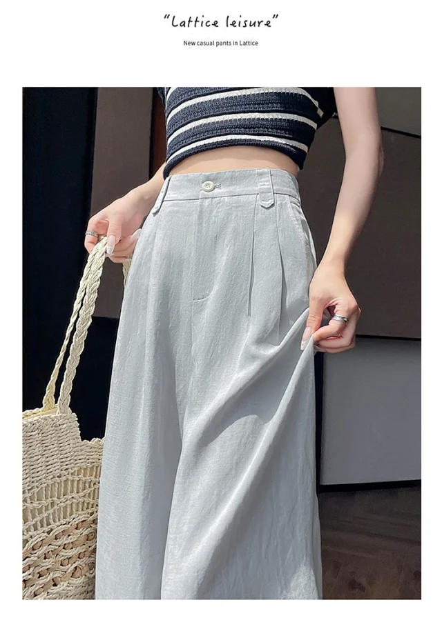 2025 Summer Korean Wide-leg Suit Pants for Women Detail