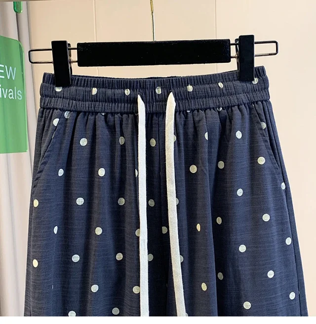 2025 Summer Linen Polka Dot Balloon Pants Detail