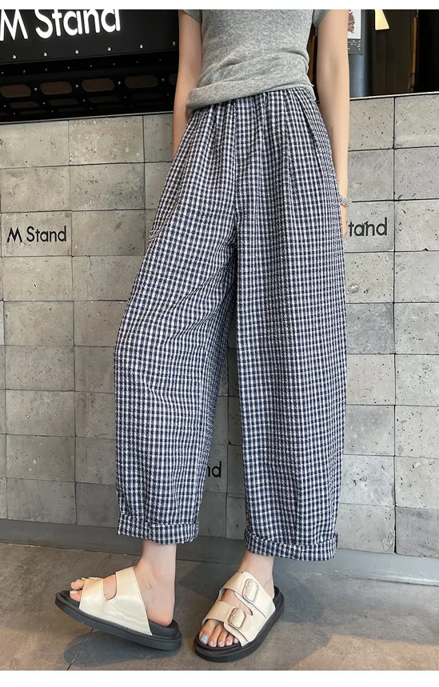 Premium Bubble Checkered Pants for Women Detail