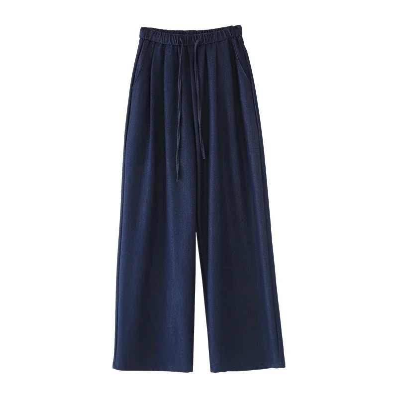 Navy Tencel Jeans - Women's Summer Wide - Leg Pants