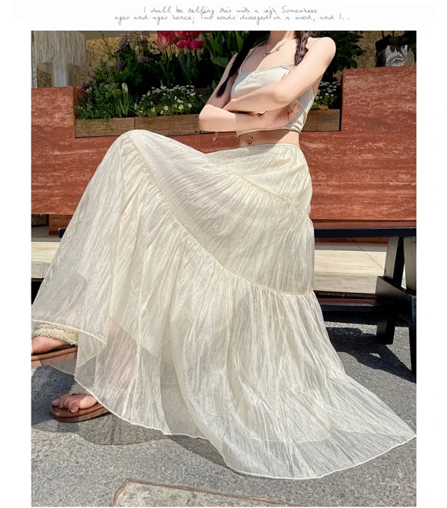 2025 Summer High-Waist A-Line Cake Skirt for Women Detail