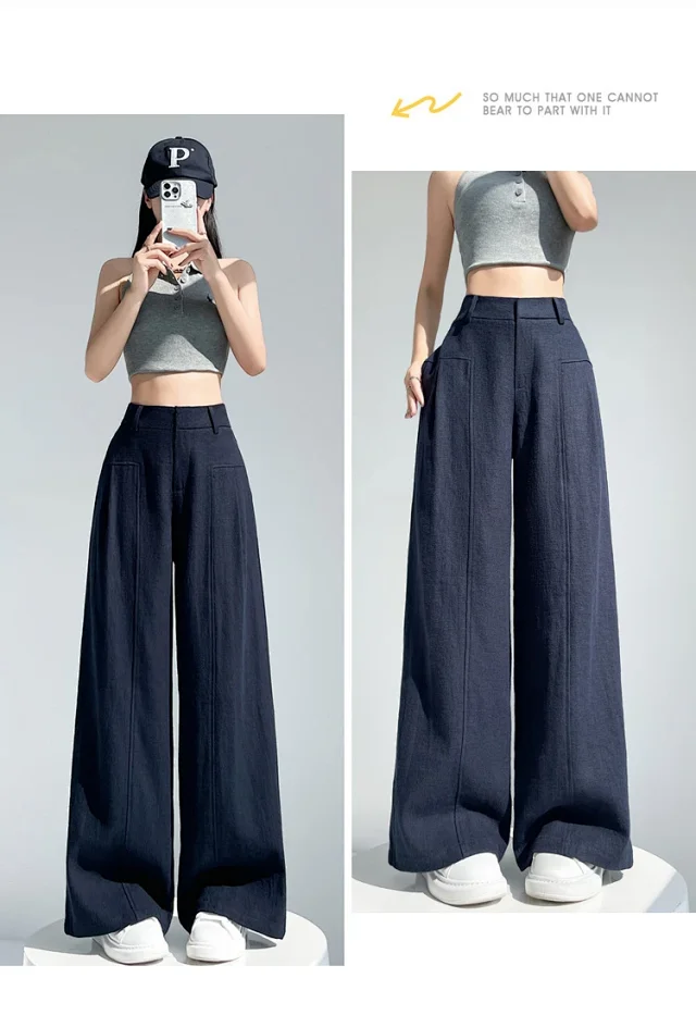 Linen Wide - Leg Pants for Women 2025 Detail