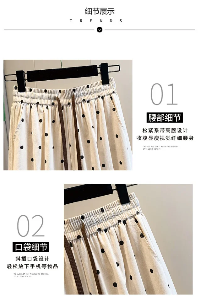 2025 Summer Linen Polka Dot Balloon Pants Detail