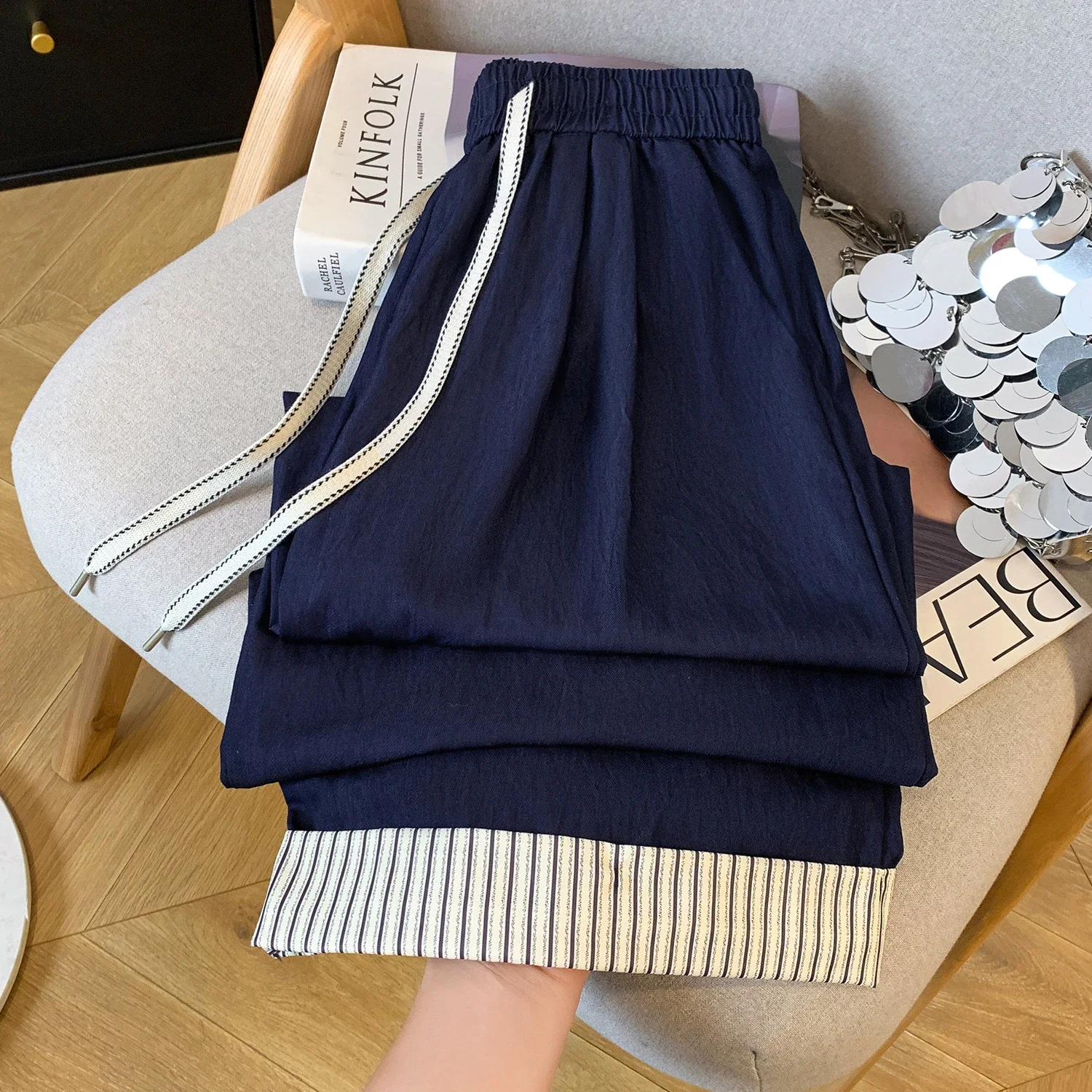 2025 Summer Ice Silk Wide-leg Pants for Petite Women