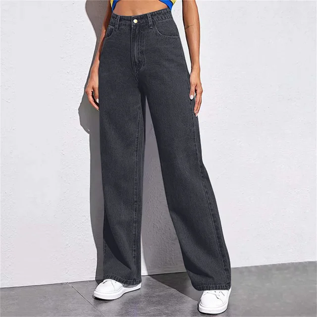 High-Waisted Wide-Leg Denim Jeans for Women Detail