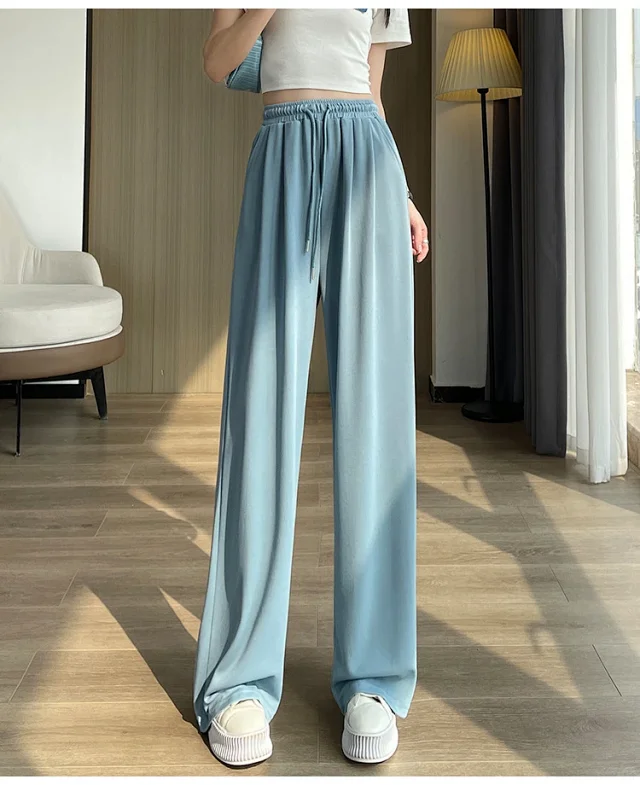 Women's Cupro Wide - Leg Pants 2025 Summer New Detail
