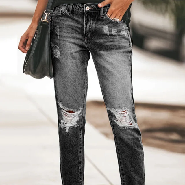 TUME Ripped Vintage Denim Jeans for Women Detail