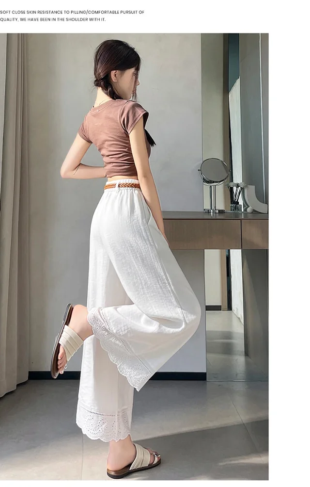 2025 Summer Linen Cropped Trousers Detail