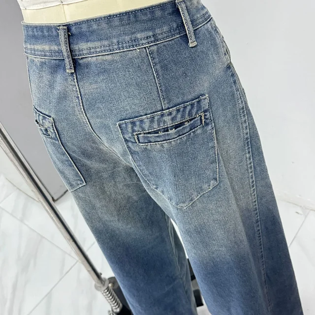 Vintage Wide-Leg Denim Pants for Women Detail