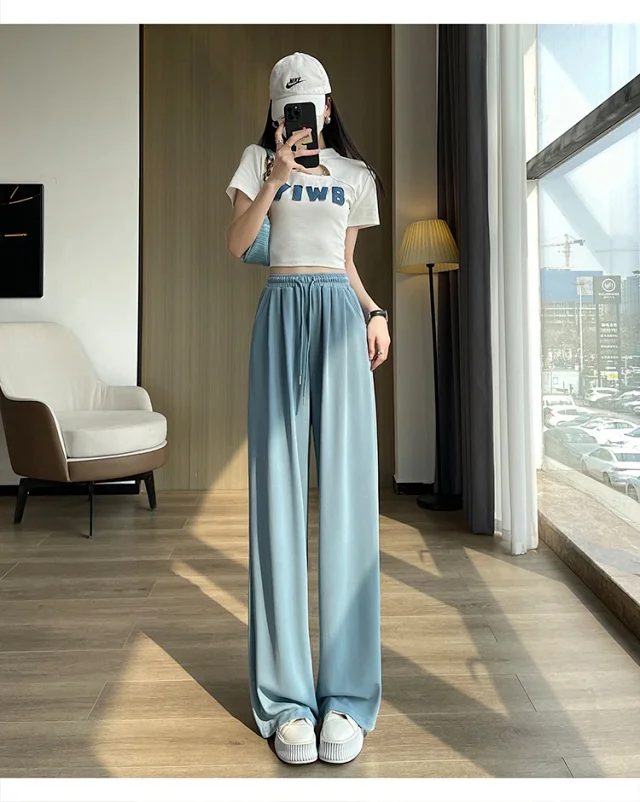 Women's Cupro Wide - Leg Pants 2025 Summer New Detail