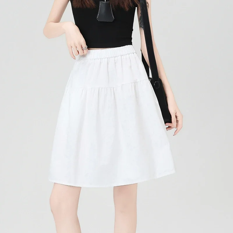 Navy High-Waist A-Line Skirt