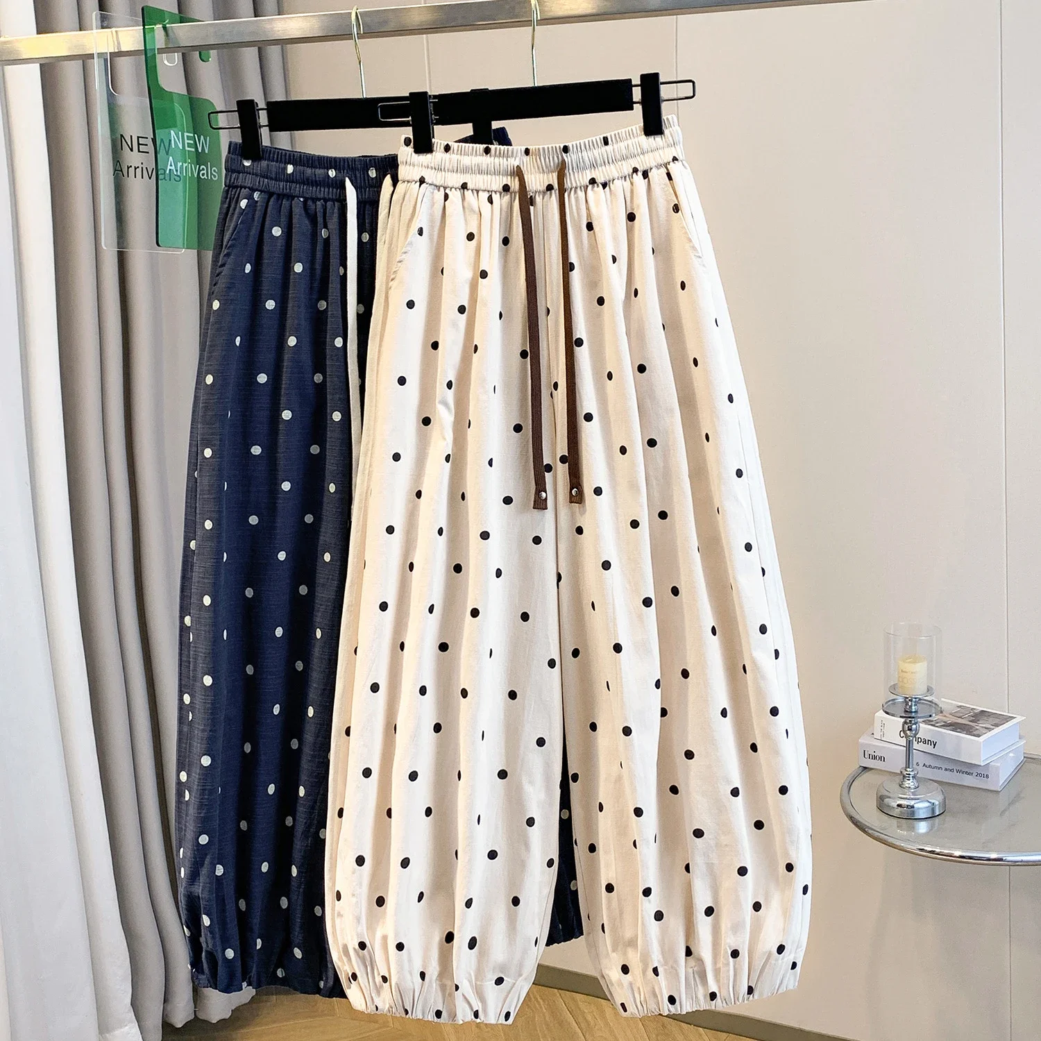 2025 Summer Linen Polka Dot Balloon Pants