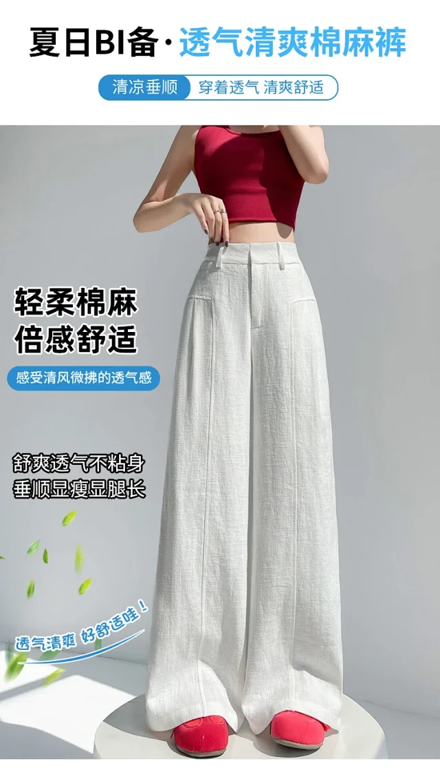 Linen Wide - Leg Pants for Women 2025 Detail