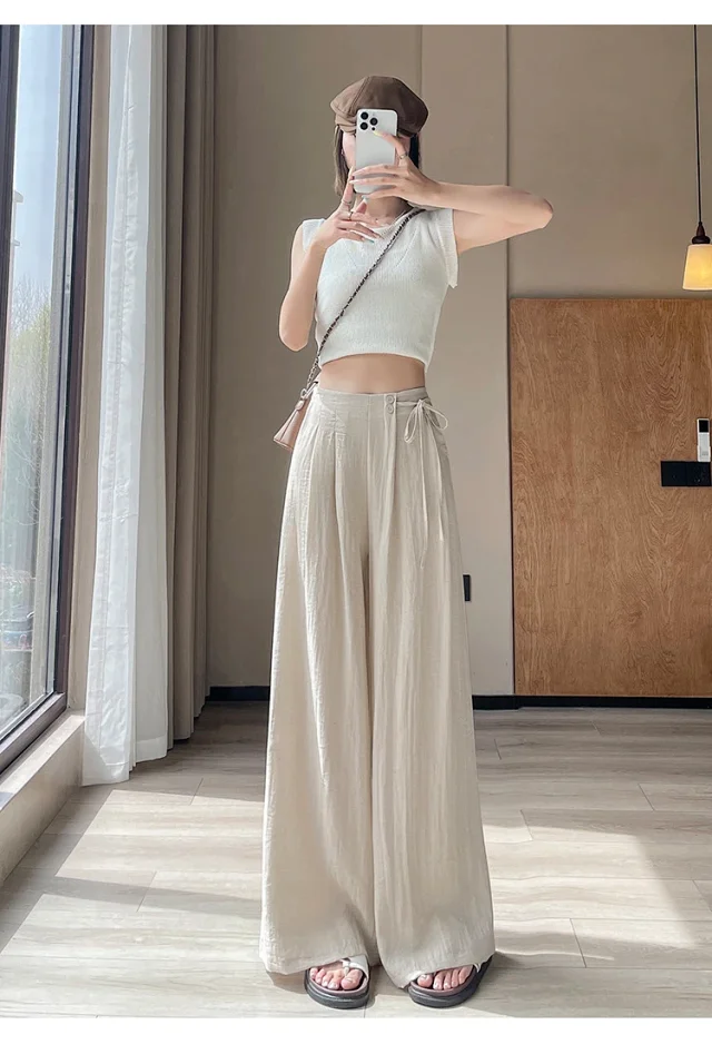 Women's Summer Linen Wide-leg Pants Detail