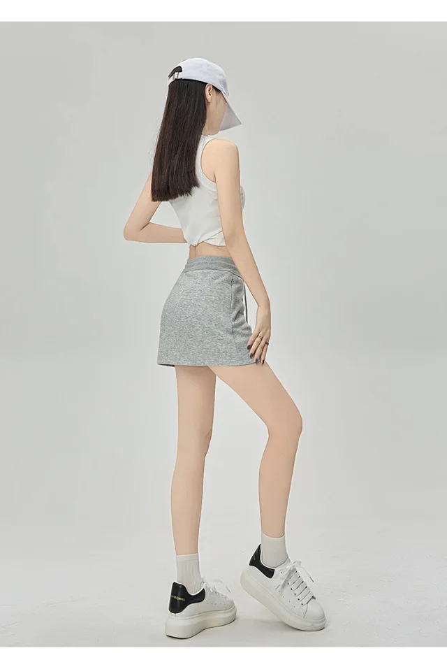 2025 Grey High - Waist A - Line Skirt for Women Detail