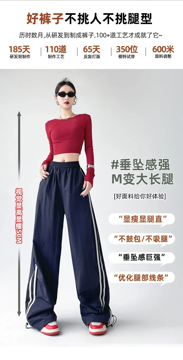 2025 Summer American Striped Cargo Pants for Women Detail
