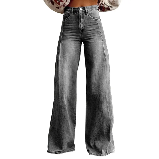 Women's Retro Wide-Leg Denim Pants Detail