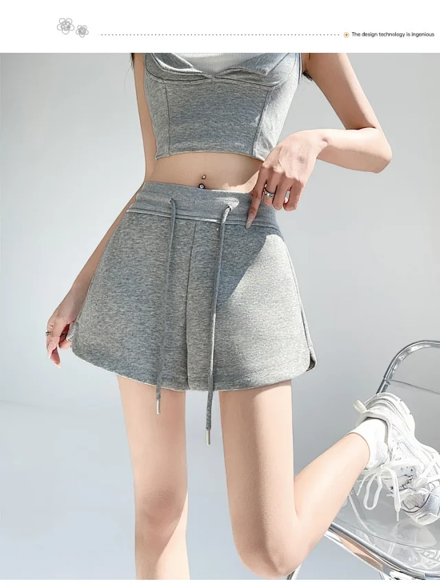 Women's Gray Sport Shorts 2025 Summer Detail