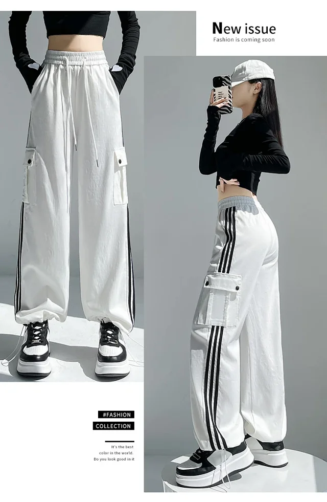 Women's Wide-Leg Cargo Pants 2025 Fall Detail
