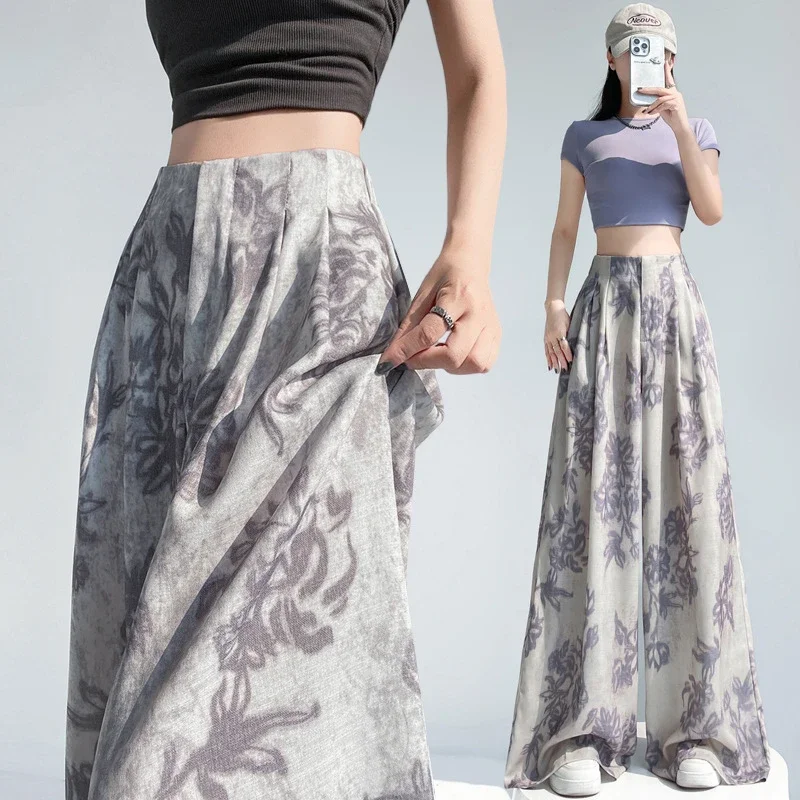 Women's 2025 Summer Printed Wide-Leg Pants