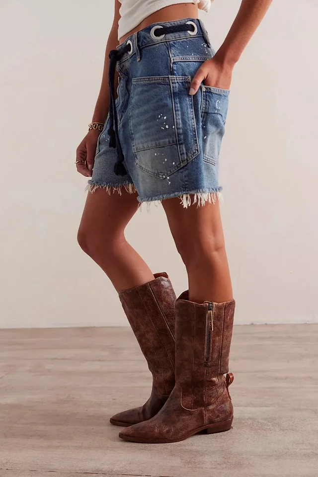 European and American Casual Drawstring Denim Shorts for Women Detail