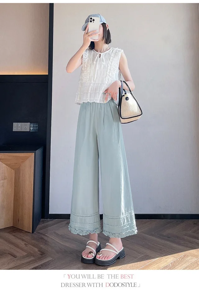 2025 Summer Lace Wide - Leg Capris for Women Detail