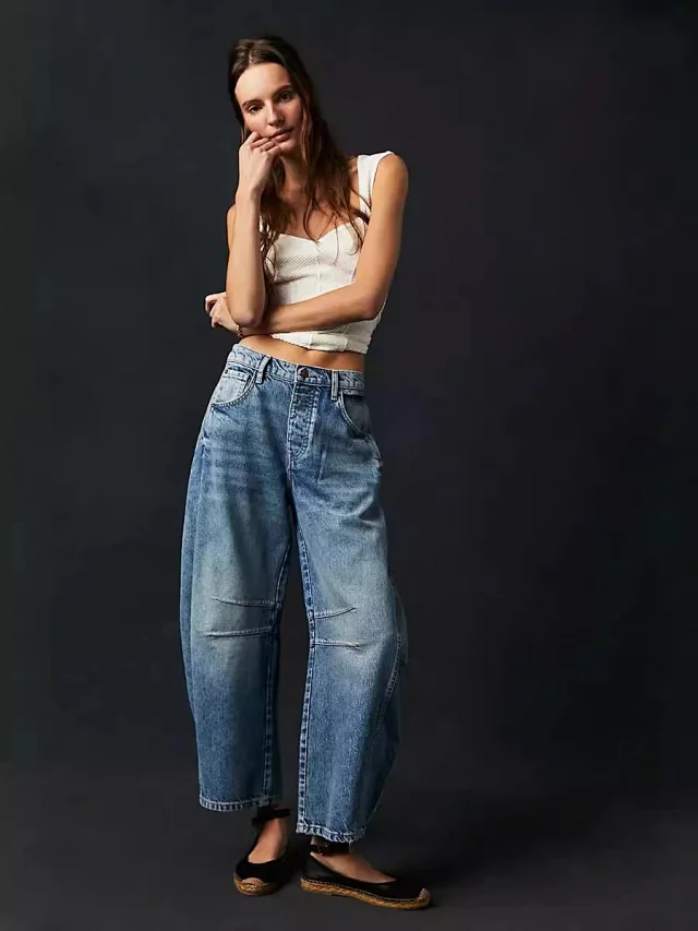 Women's Mid-Low Rise Wide-Leg Jeans Detail