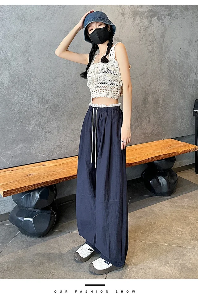 Summer Japanese Style Ice Silk Balloon Pants Detail