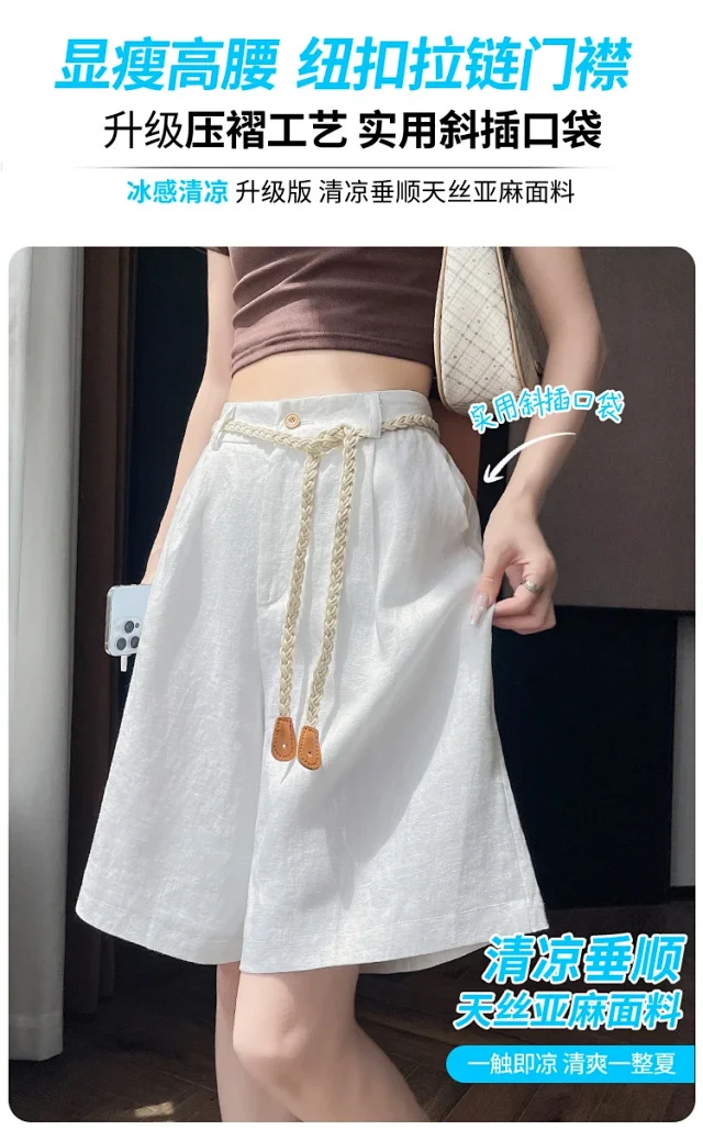 Lyocell Linen Shorts for Women Detail